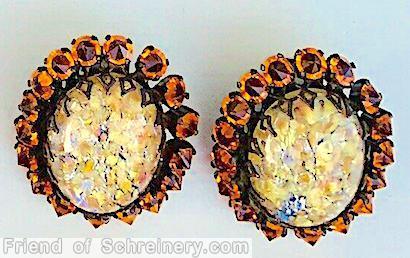 Schreiner 1 large oval cab center 17 surrounding small stone amber inverted stone large oval cab marbled yellow japanned jewelry