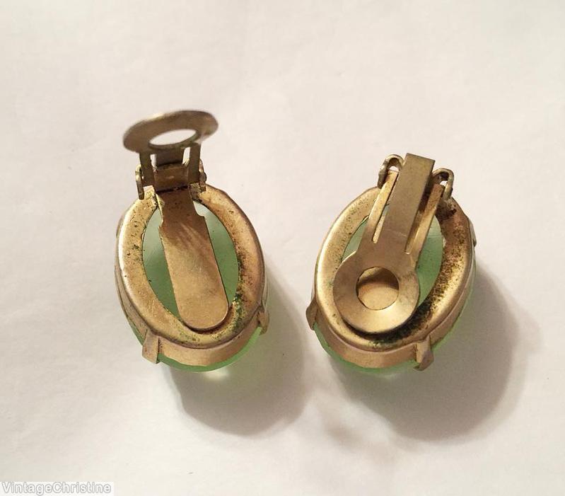 Schreiner 1 large oval cab goldtone marbled ice peridot jewelry
