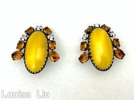 Schreiner 1 large oval cab side surrounding 6 small oval cab 3 small chaton amber large oval cab topaz oval stone crystal small chaton gunmetal jewelry