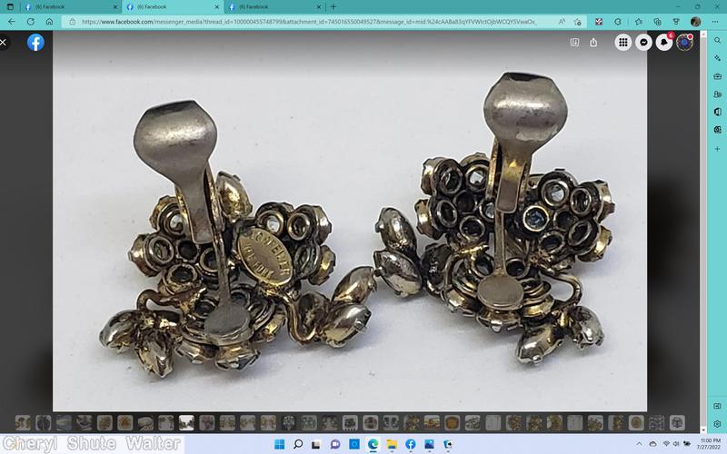 Schreiner 3 clustered flower 3 small branch of 3 navette green navtte purple chaton ice blue chaton goldtone jewelry