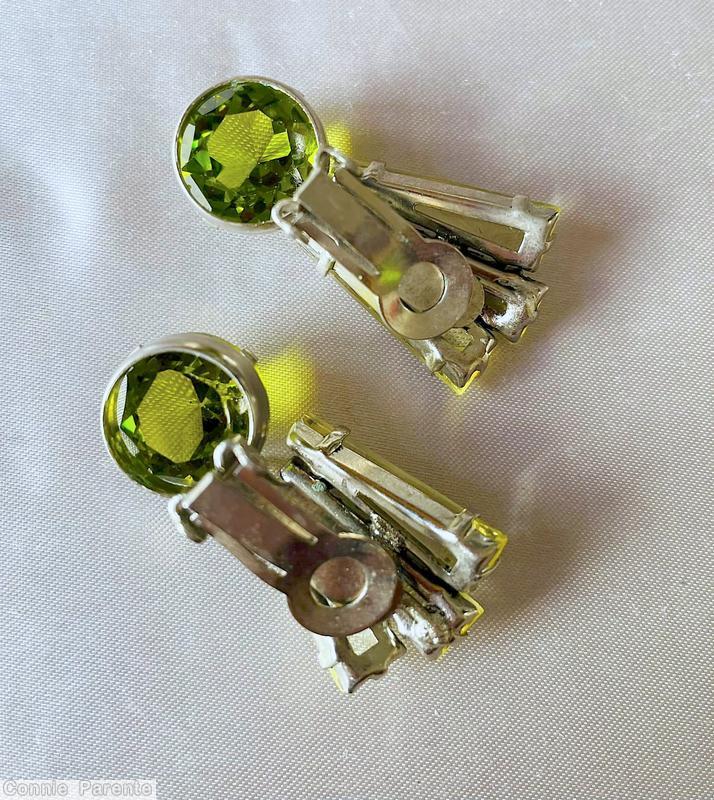 Schreiner 3 keystone large chaton large faceted peridot chaton clear champgne jewelry
