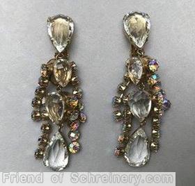 Schreiner 4 tassel dangling earring large teardrop stone top back to back teardrop 6 teardrop crystal jewelry