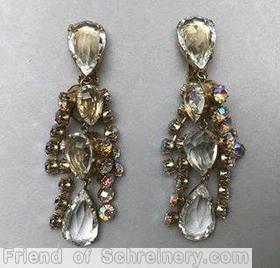 Schreiner 4 tassel dangling earring large teardrop stone top back to back teardrop 6 teardrop crystal jewelry