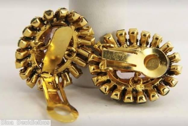 Schreiner domed radial oval earring hook eye 2 rounds large oval cab center 12 surrounding small chaton 19 baguette outside large faceted oval cab ice lavender fuchsia chaton emerald baguette jewelry