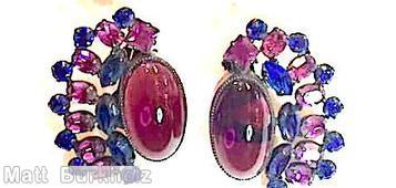 Schreiner large oval cab 3 rounds sided surrounding navette small oval cab 6 6 small chaton outside raspberry large oval cab navy purple jewelry