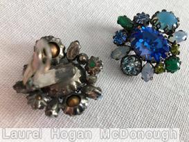 Schreiner large oval cab center earring 4 surrounding small oval stone 7 varied size chaton blue large oval faceted opal navette peridot green jewelry