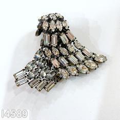 Schreiner 2 level wing shaped fur clip rows of small baguette small navette crystal jewelry