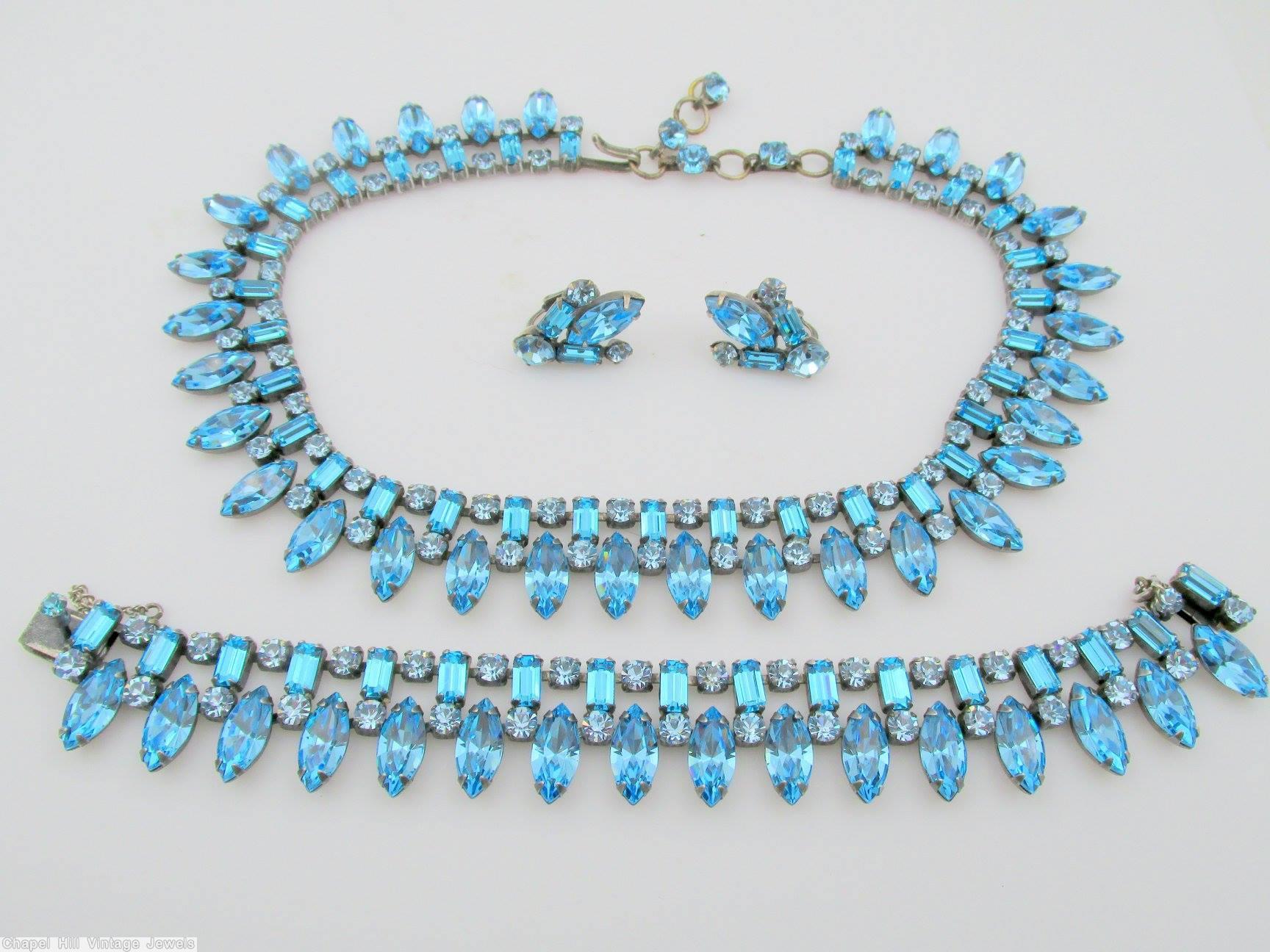 Schreiner 2 rounds 30 navette outer round aqua ice blue jewelry