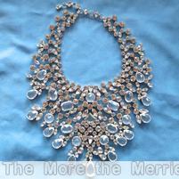 Schreiner large waterfall necklace 13 large teardrop 2 large emerald cut 4 large oval cab 4 large chaton silvertone crystal inverted faceted jewelry