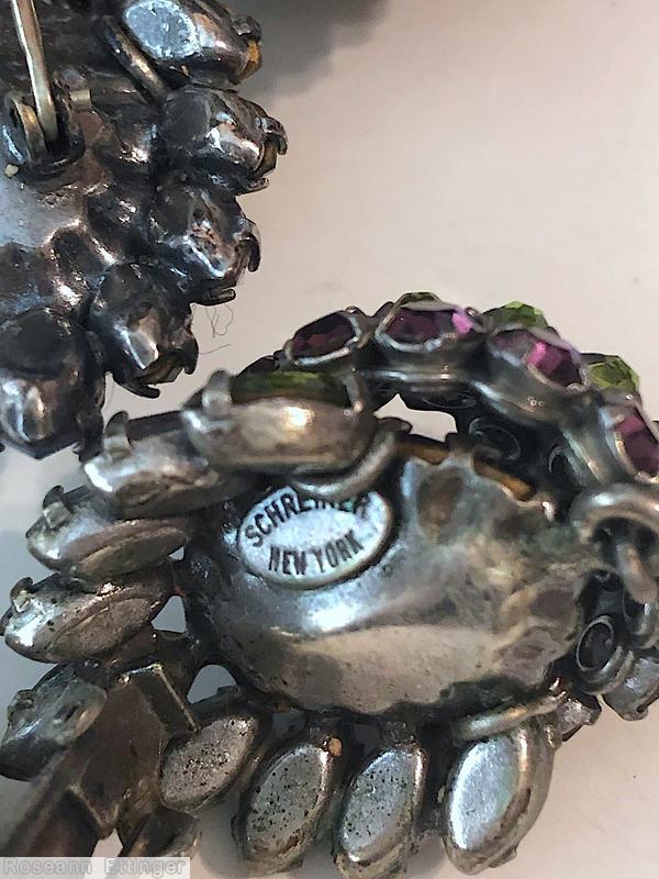 Schreiner 3 acorn bunch pin large faceted teardrop stone purple large round faceted stone ruby navy bicolor navette peridot ice blue ab stone ice pink jewelry