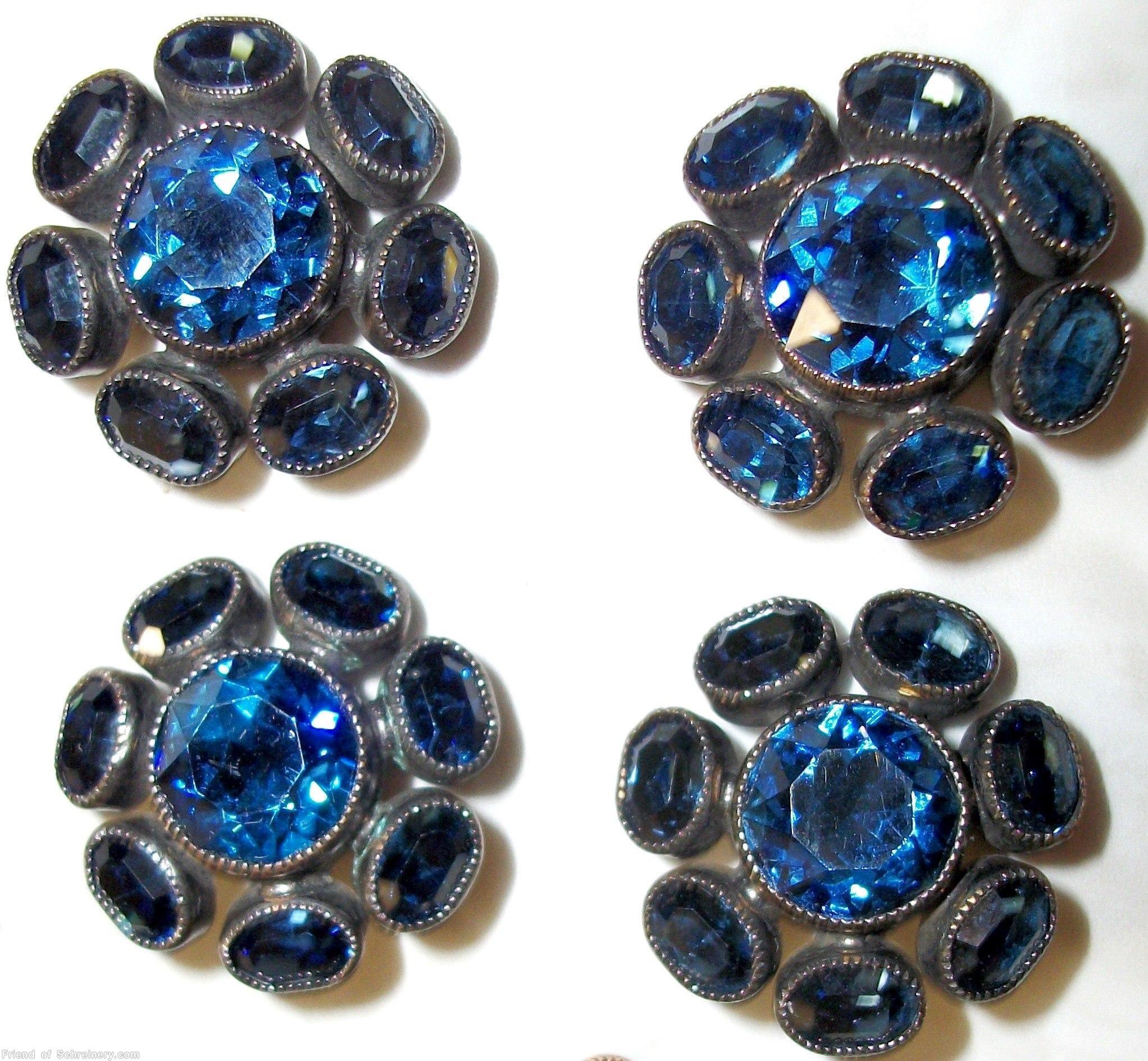 Schreiner radial round button large chaton center 7 oval small cab blue jewelry