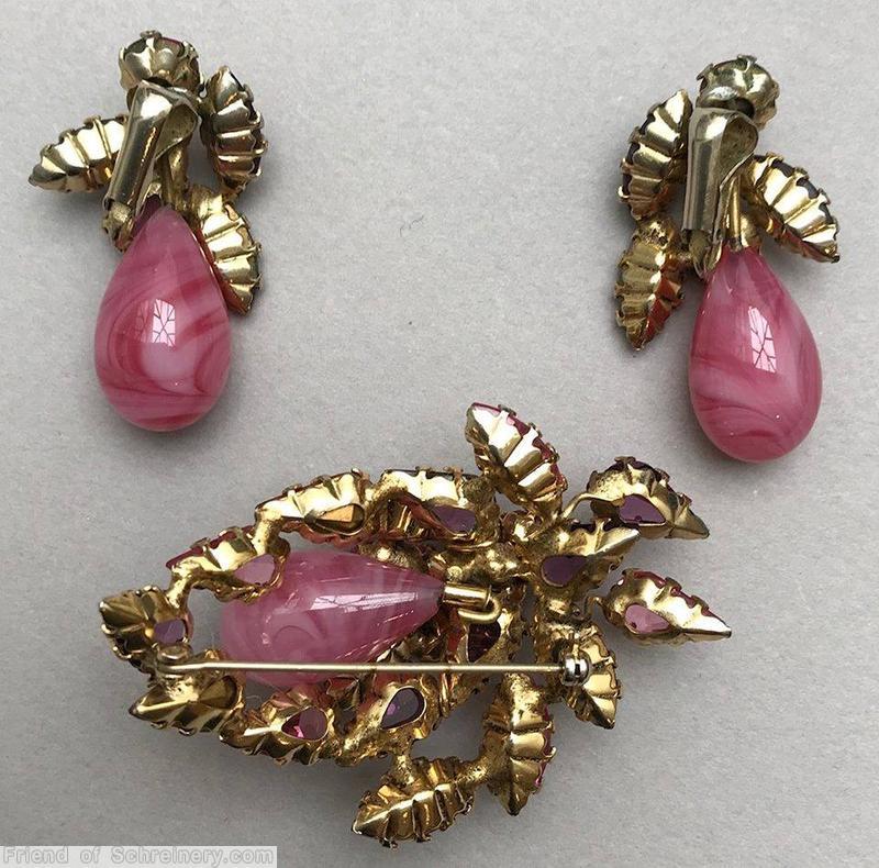 Schreiner swirled bead pin 1 bubble pink bubble fuchsia purple navette jewelry