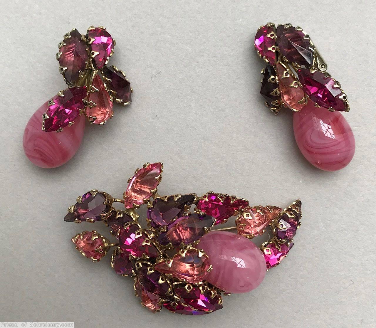 Schreiner swirled bead pin 1 bubble pink bubble fuchsia purple navette jewelry